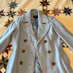 Women’s size 6 Lands’ End Peacoat Wool/Cashmere/Nylon blend. Light Blue.